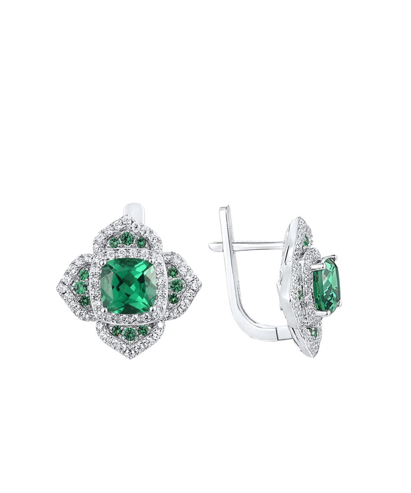 Серьги из серебра с цирконом и шпинели