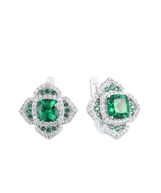 Серьги из серебра с цирконом и шпинели