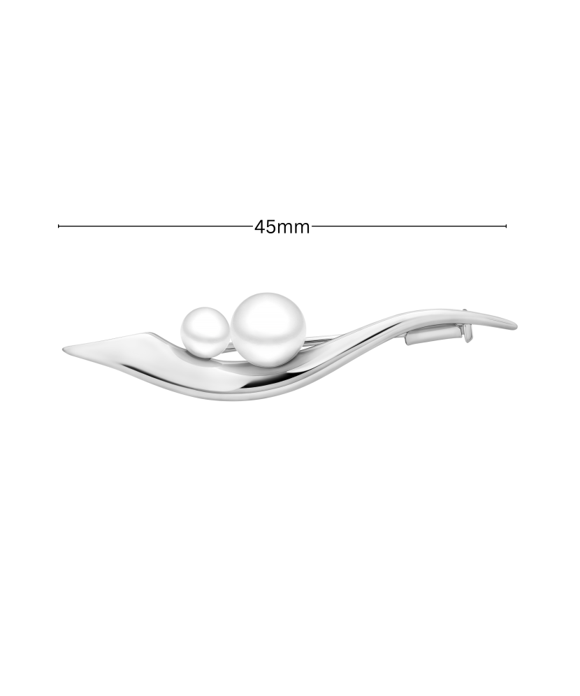 Серебряная брошь с жемчугом и цирконами