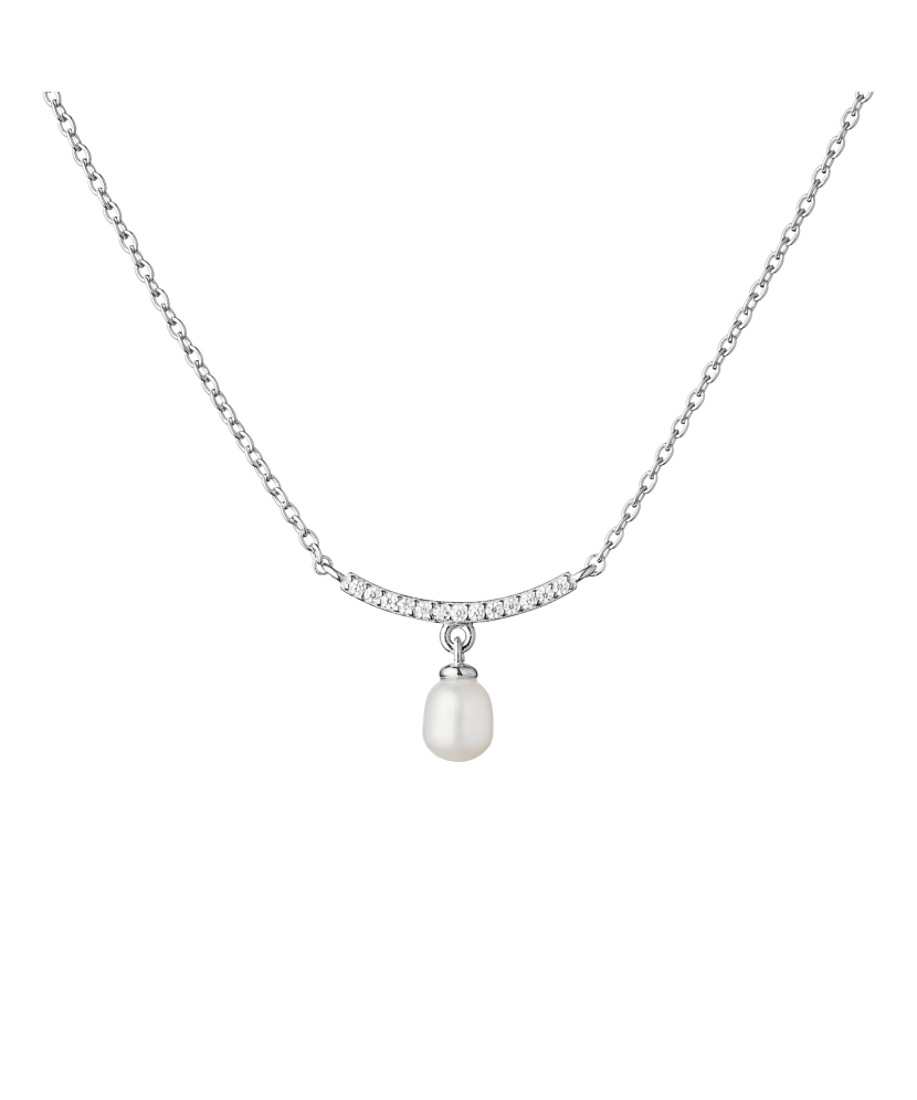 Sterling silver chain with pearl pendant and zircons