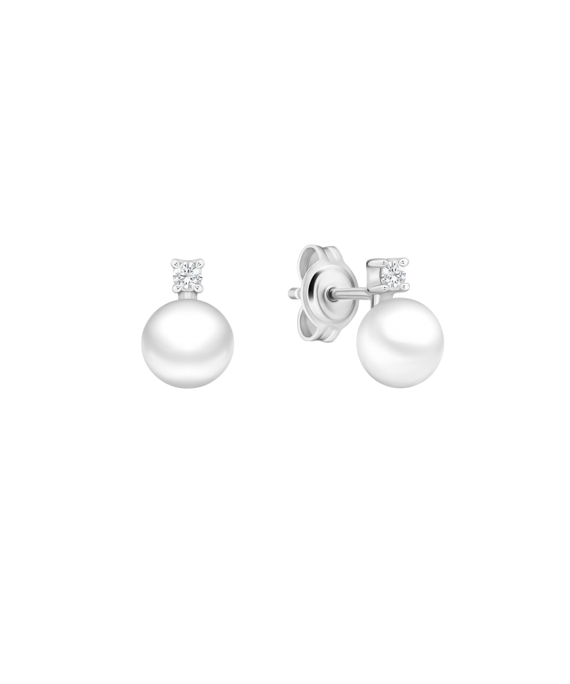 Sterling silver earrings with pearls and zircons
