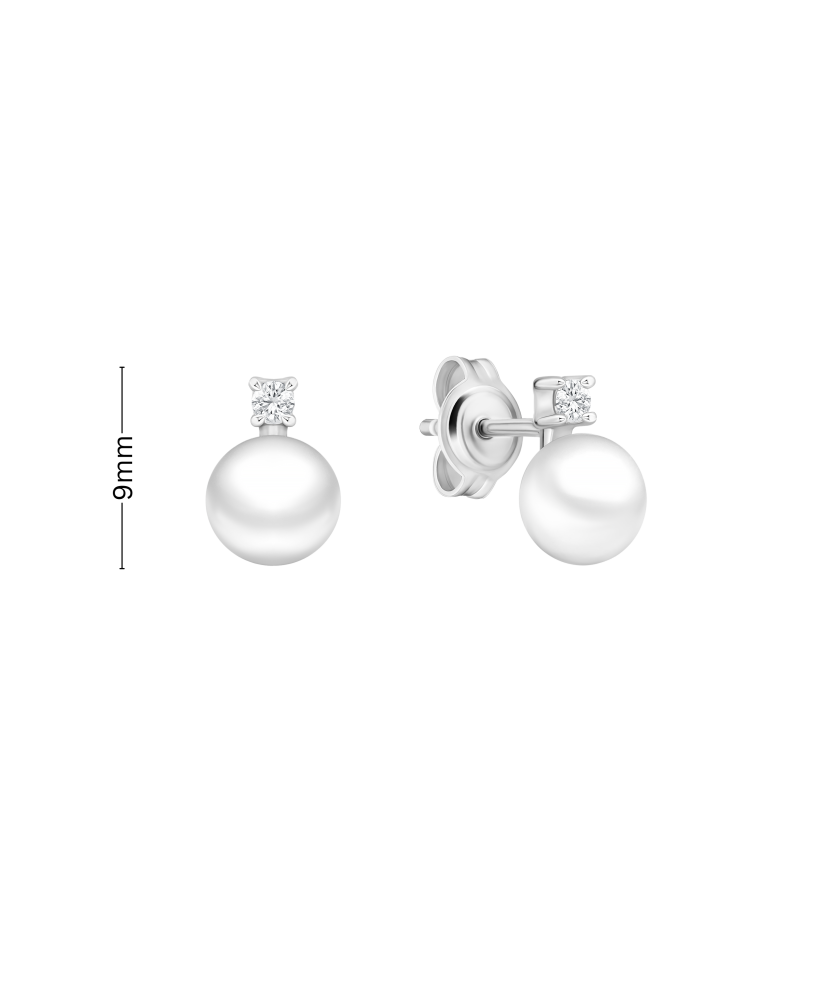 Sterling silver earrings with pearls and zircons