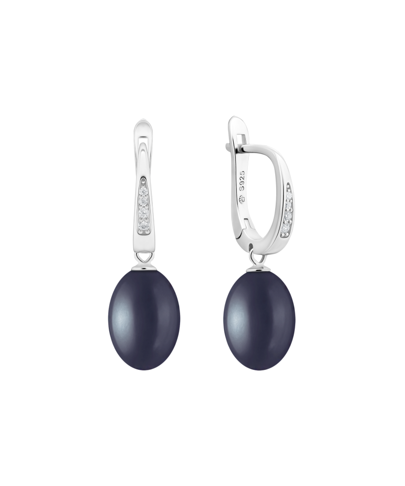 Sterling silver earrings with pearls and zircons