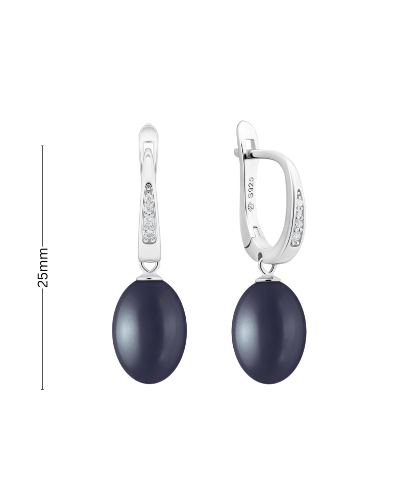Sterling silver earrings with pearls and zircons