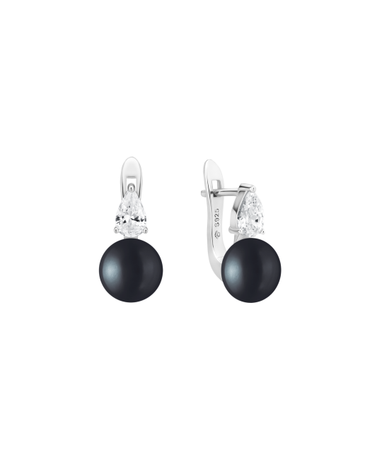 Sterling silver earrings with pearls and zircons