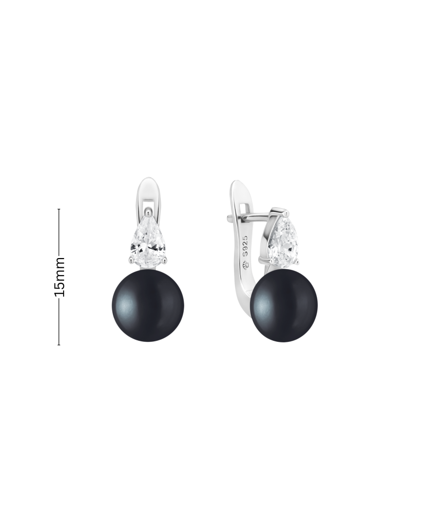Sterling silver earrings with pearls and zircons Sterling silver earrings with pearls and zircons