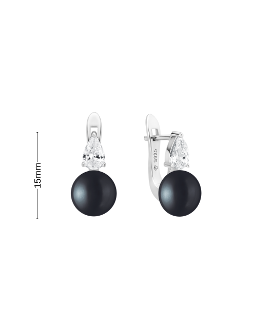 Sterling silver earrings with pearls and zircons