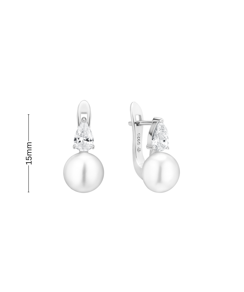 Sterling silver earrings with pearls and zircons