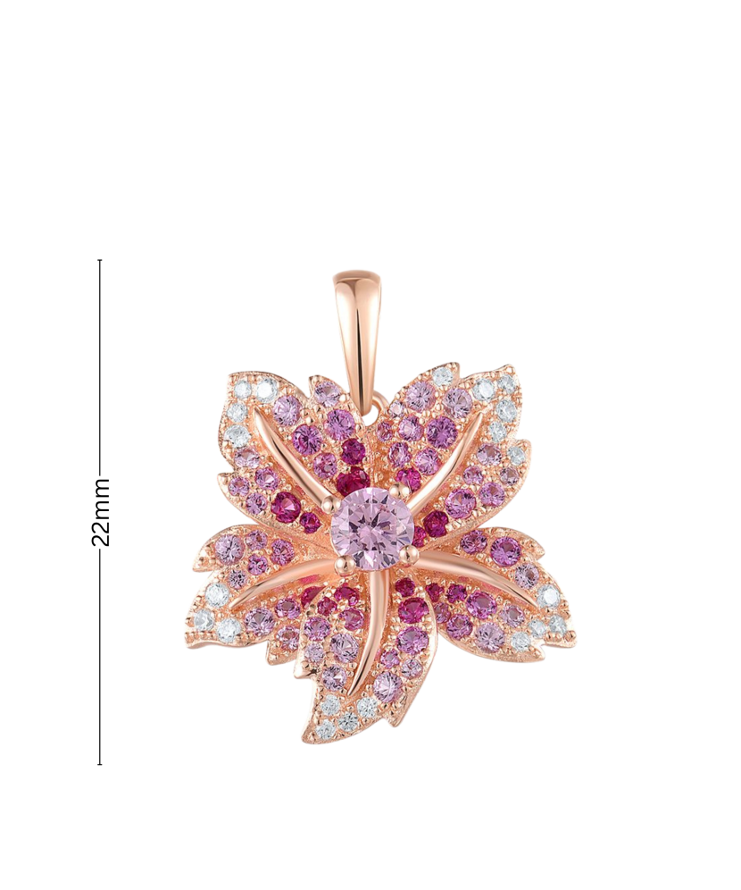 Gilded Sterling Silver pendant with zircons  "Flower"