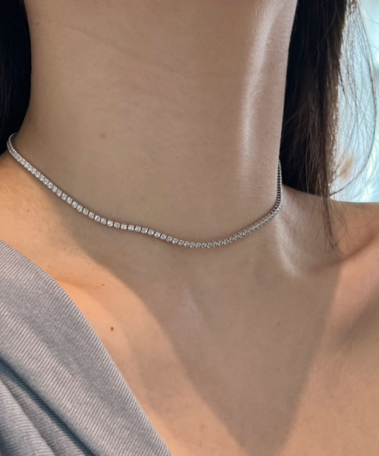 Sterling Silver Chain With Zircons 2mm