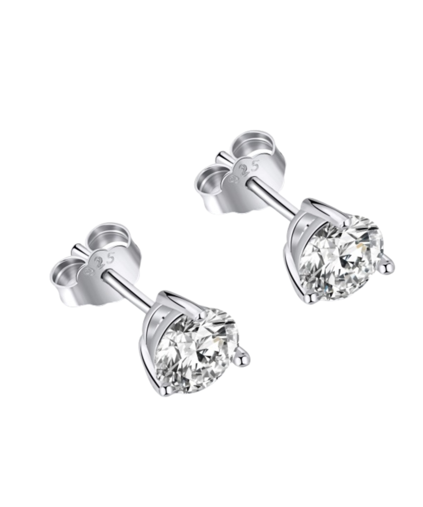 Sterling silver earrings with zircons 6mm Sterling silver earrings with zircons 6mm