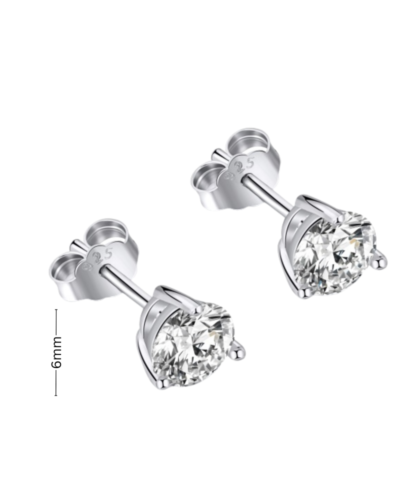 Sterling silver earrings with zircons 6mm Sterling silver earrings with zircons 6mm