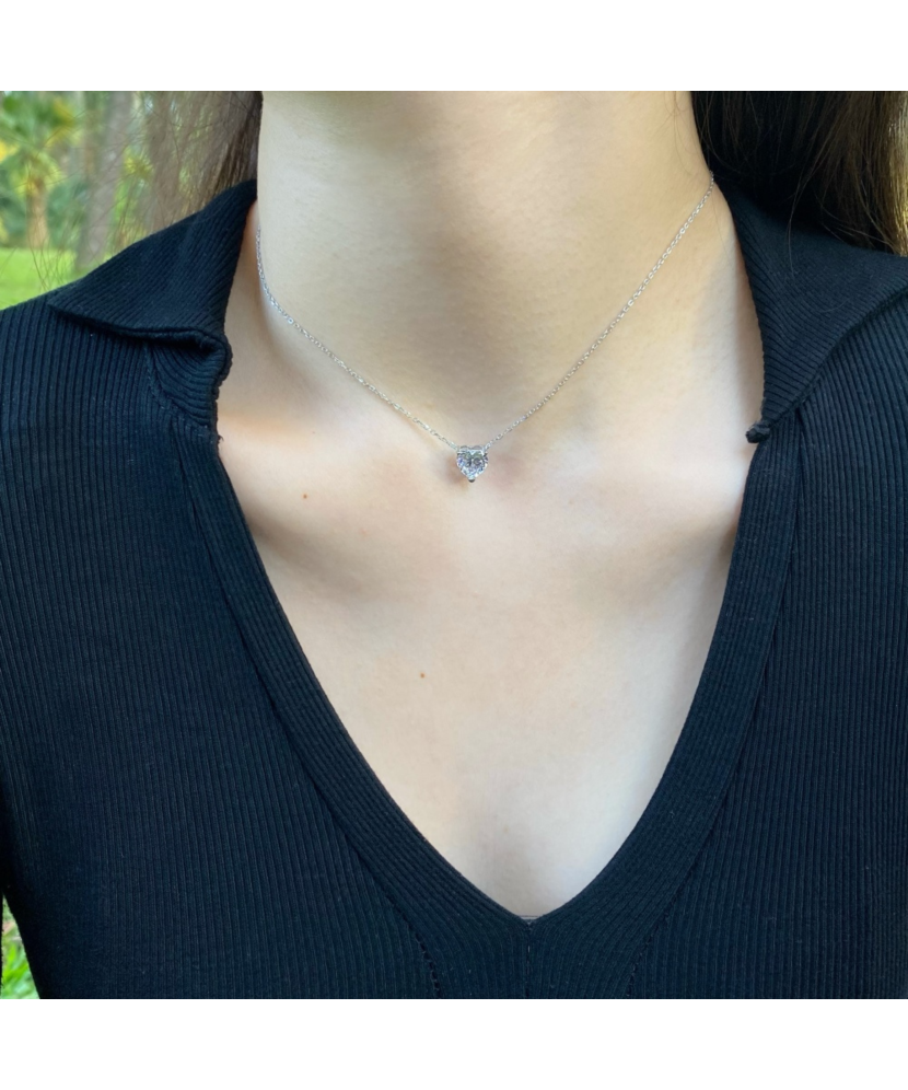 Sterling silver chain with zirconium pendant "heart"