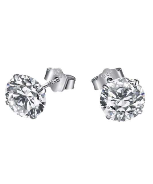 Sterling silver earrings with zircons 8mm