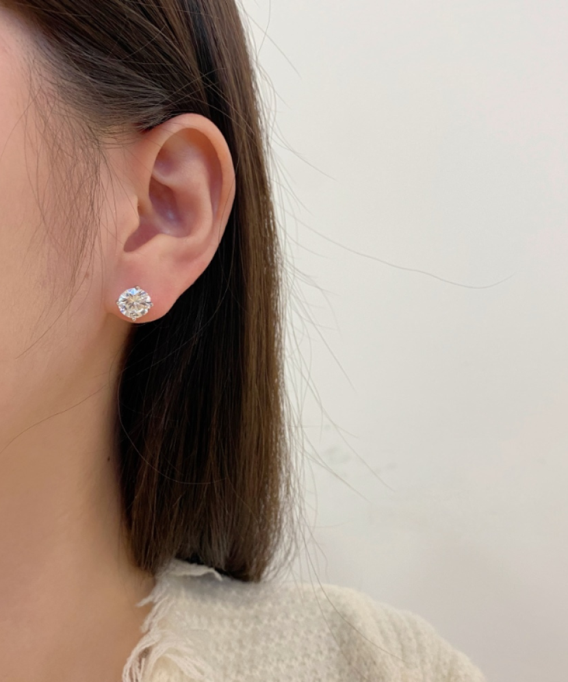 Серьги из серебра с цирконами 8mm