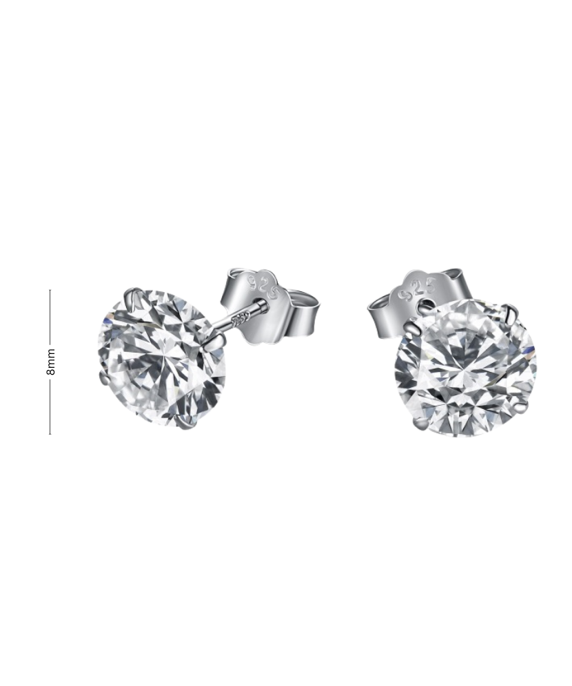 Sterling silver earrings with zircons 8mm Sterling silver earrings with zircons 8mm