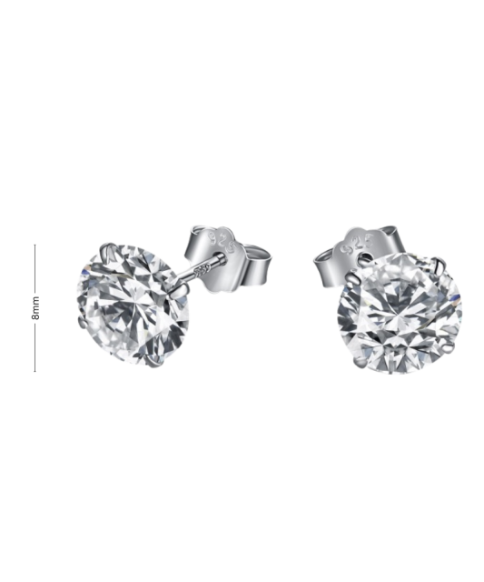 Серьги из серебра с цирконами 8mm