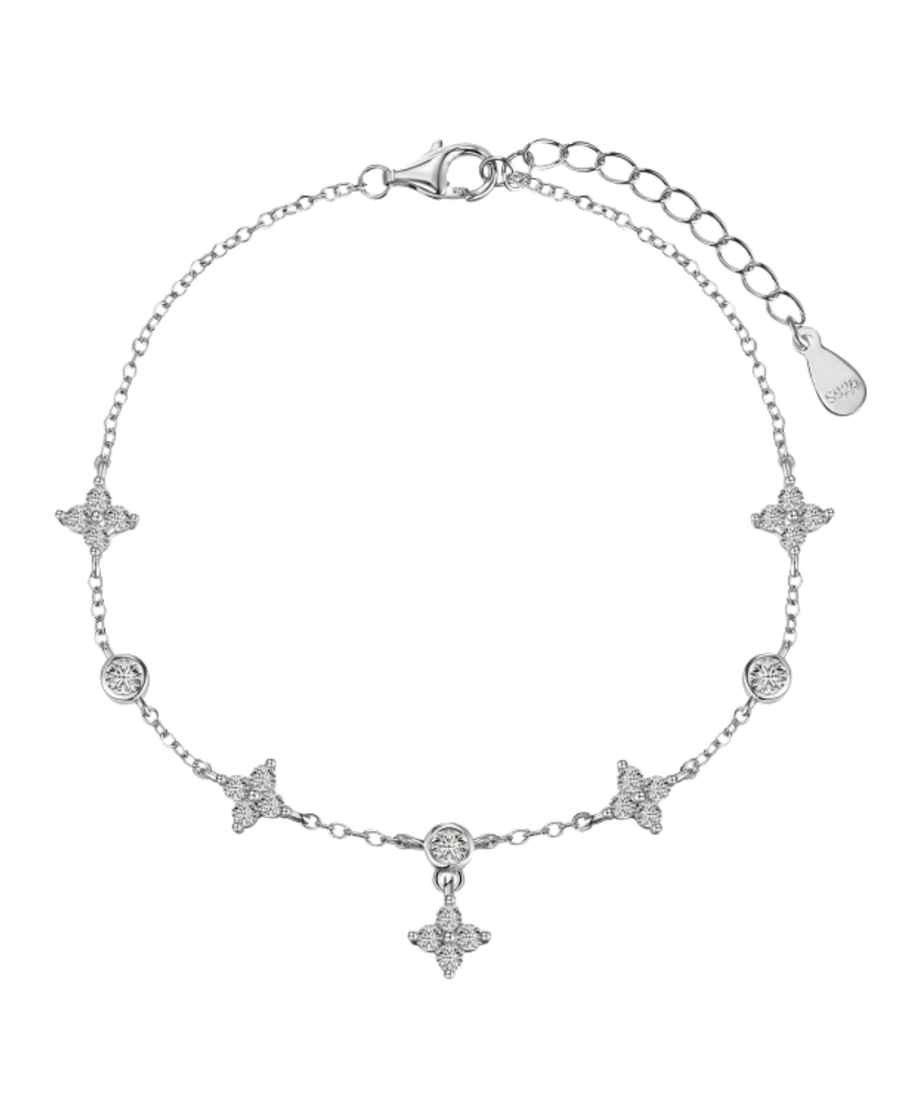 Серебряная цепочка на ногу с цирконами Серебряная цепочка на ногу с цирконами