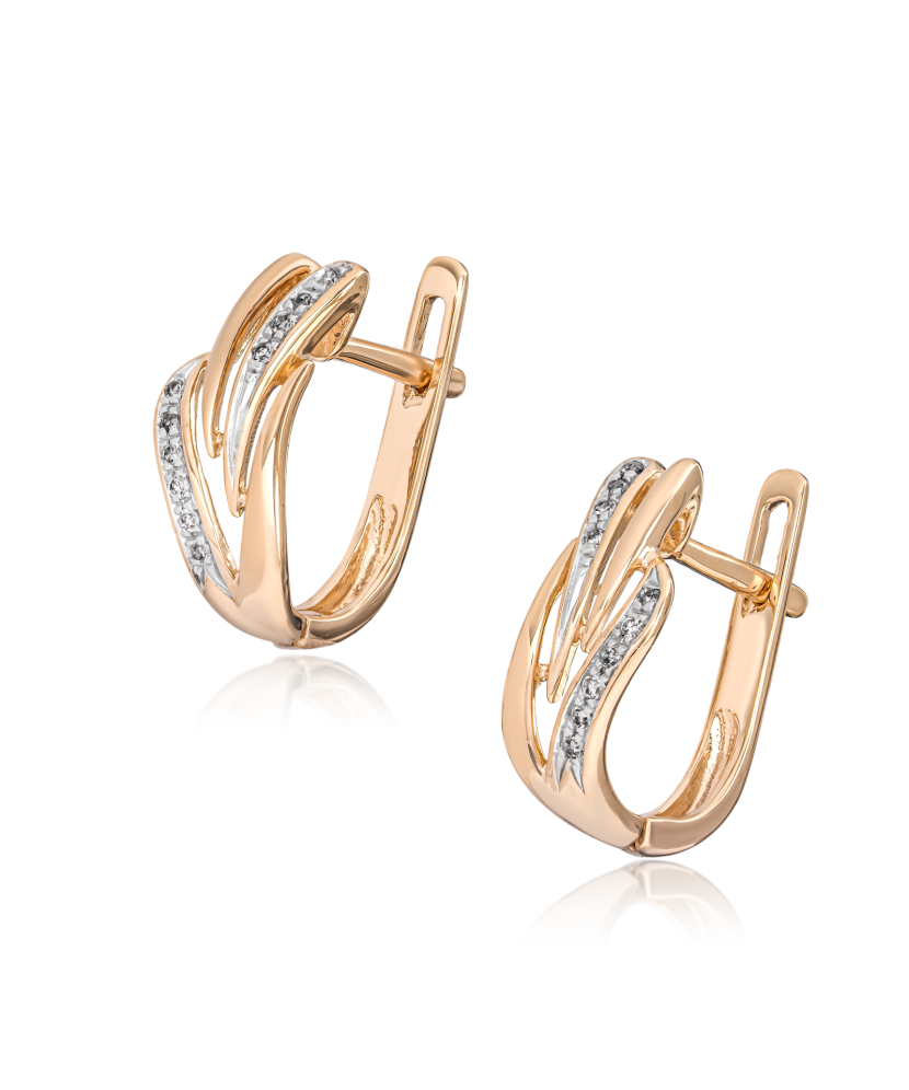 Gold earrings with diamonds
