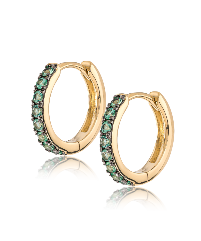 Yellow gold earrings with emeralds