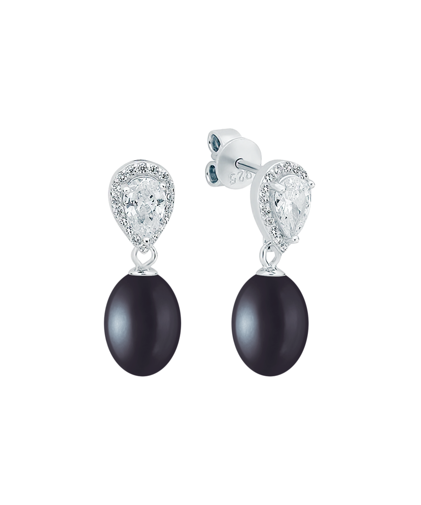 Sterling silver earrings with pearls and zircons