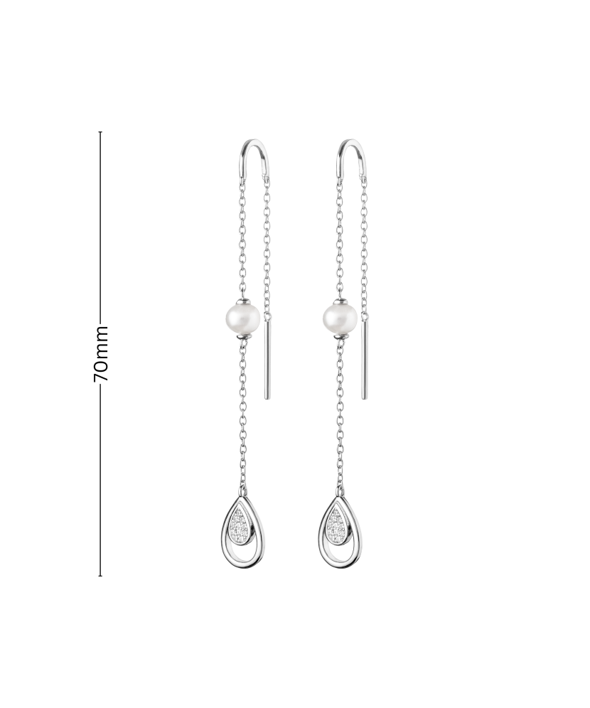 Sterling silver earrings with pearls and zircons