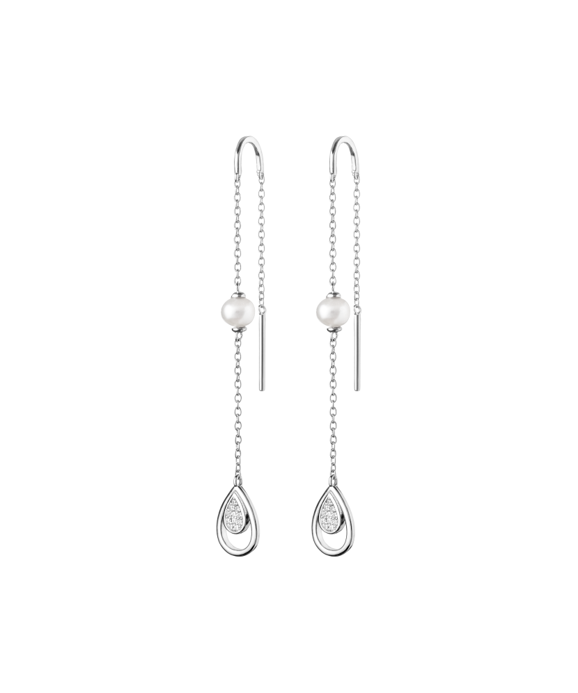 Sterling silver earrings with pearls and zircons