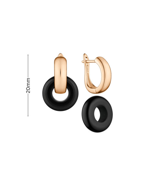 Gold-plated Silver earrings with onyx