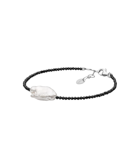 Bracelet with spinels and pearl and silver