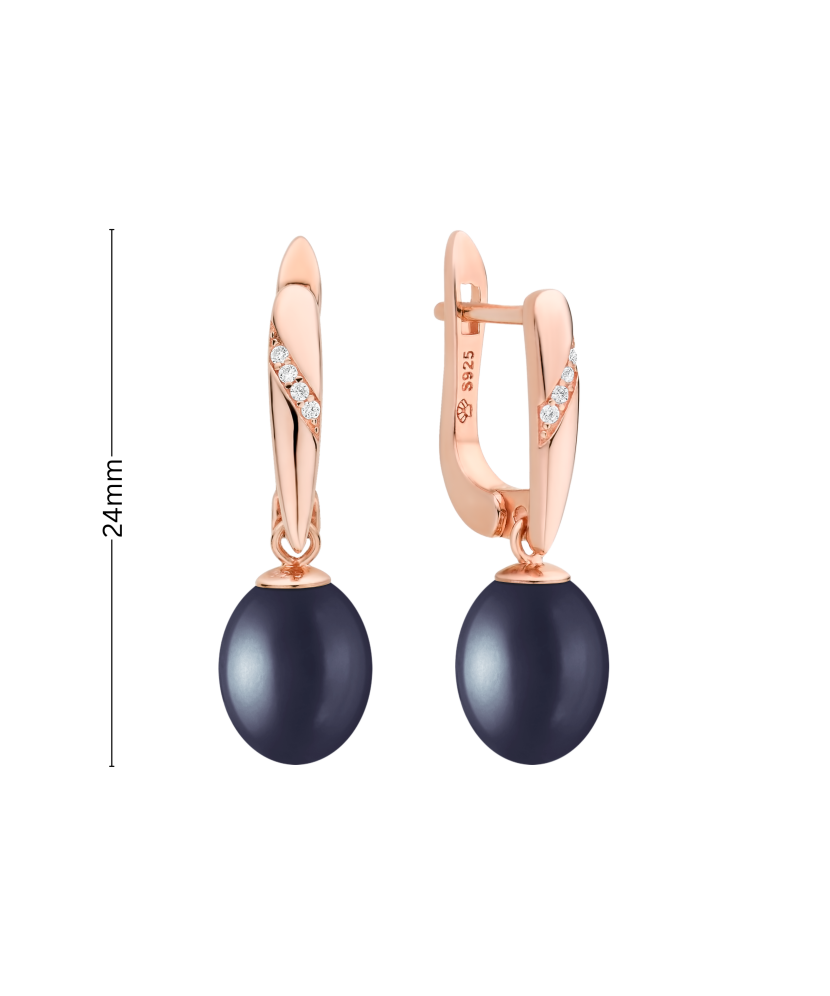 Gilded sterling silver earrings with pearls and zircons Gilded sterling silver earrings with pearls and zircons