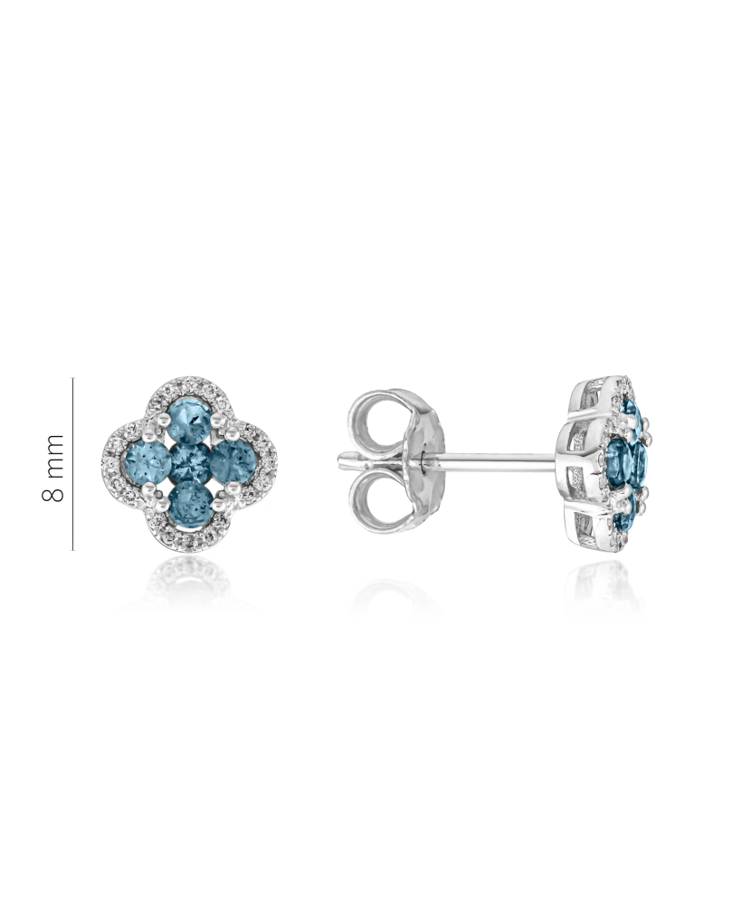 White gold earrings with diamonds and London topaz