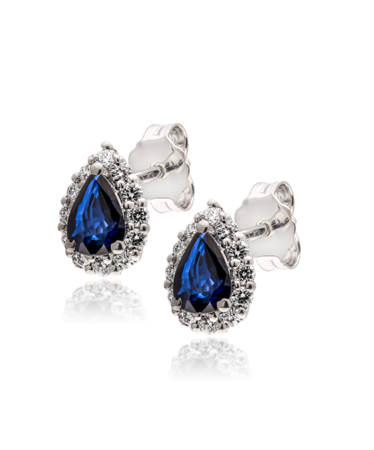 White gold earrings with sapphires and diamonds