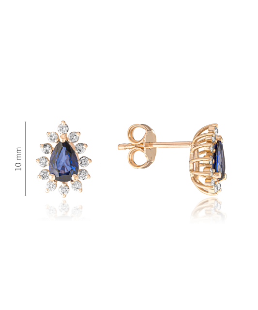 Gold earrings with sapphires and diamonds