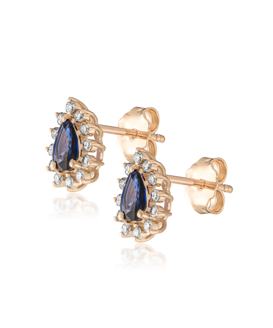 Gold earrings with sapphires and diamonds
