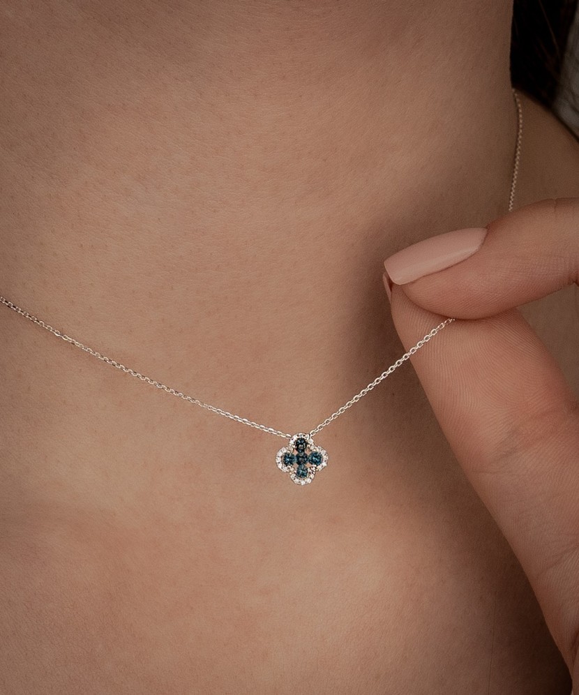 White Gold Chain With London Topazes and Diamonds