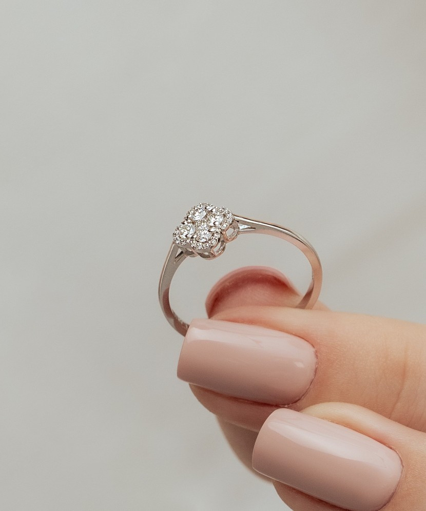 White gold ring with diamonds