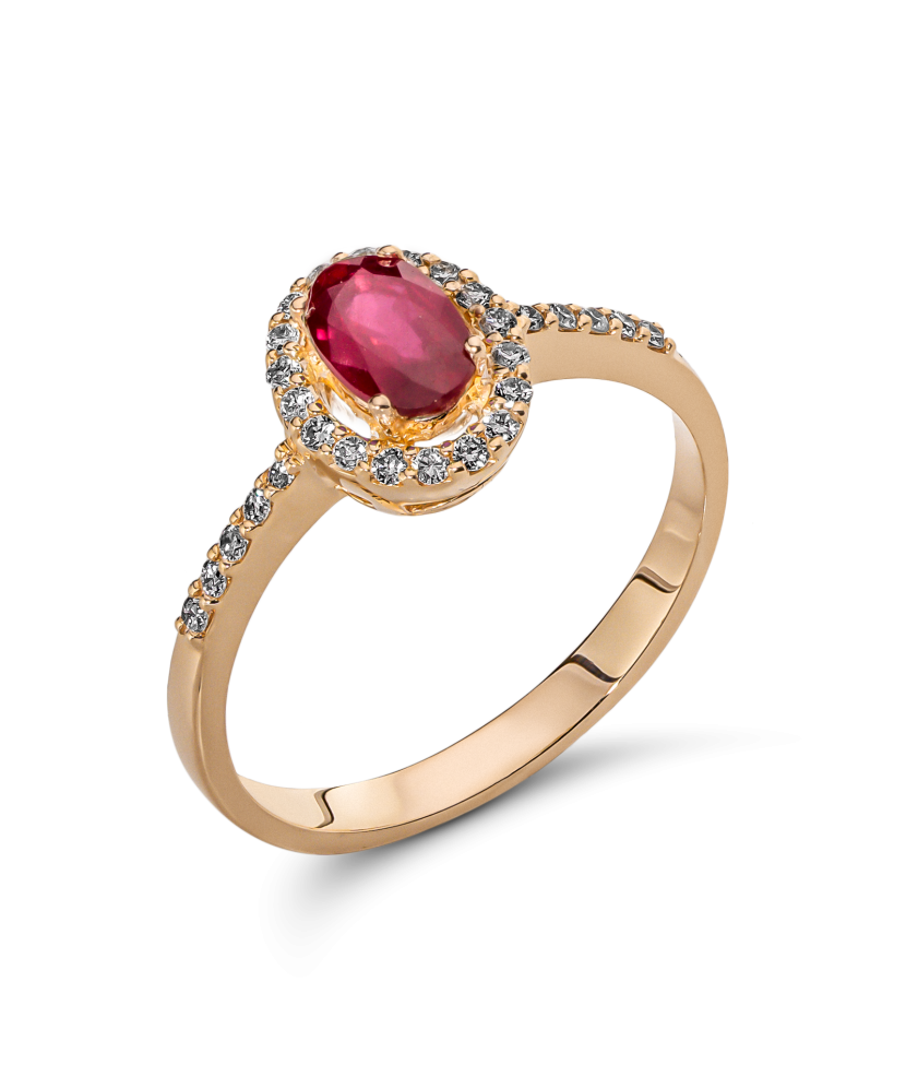 Gold ring with ruby and diamonds