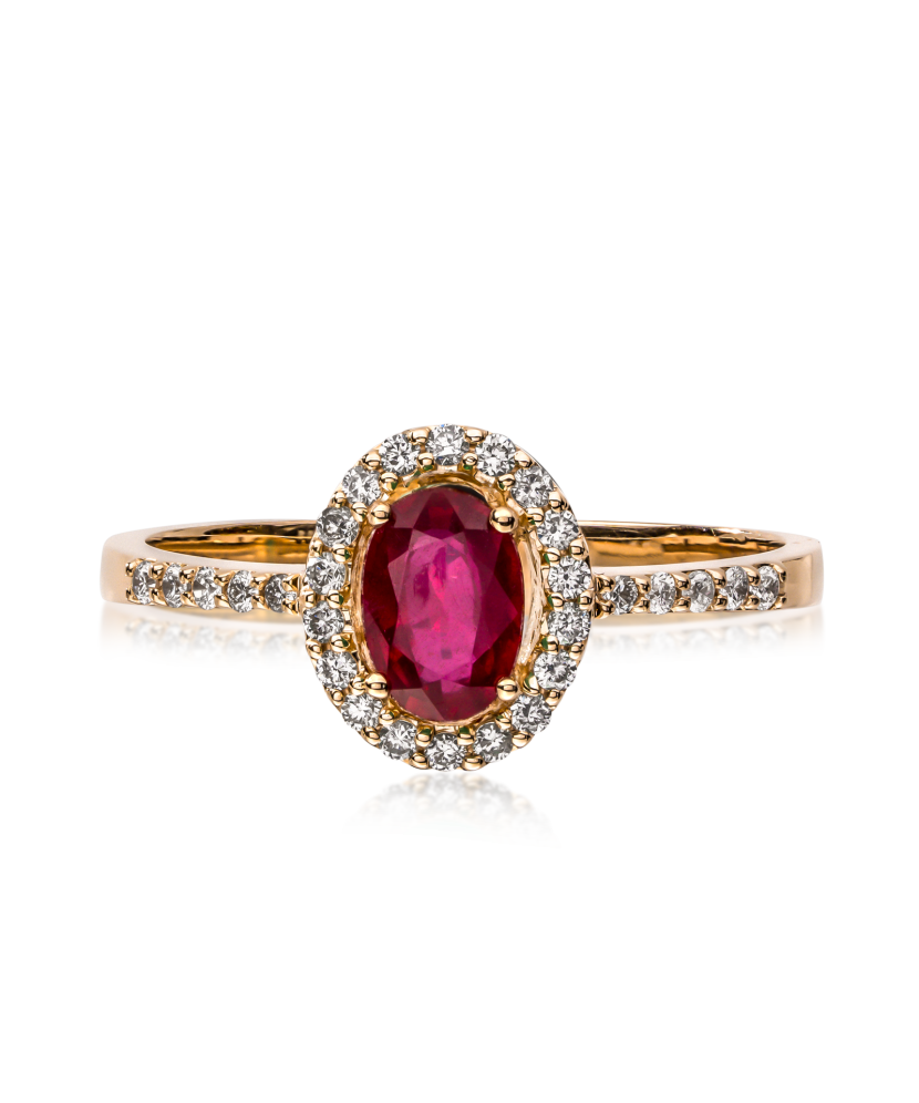 Gold ring with ruby and diamonds
