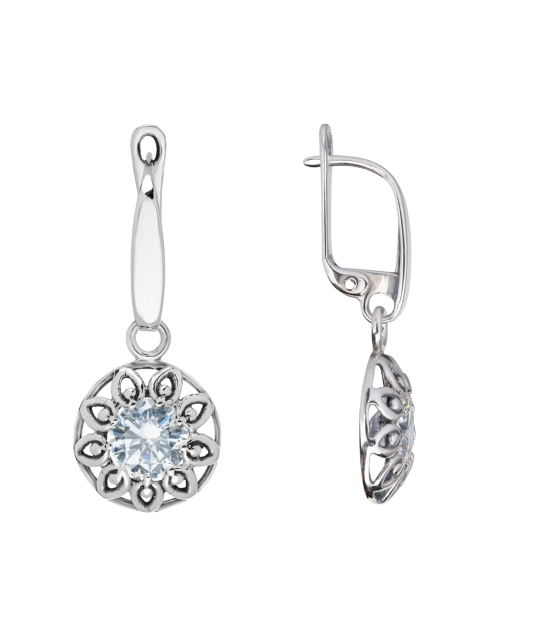 Серьги из серебра с цирконом