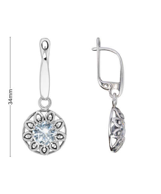 Серьги из серебра с цирконом