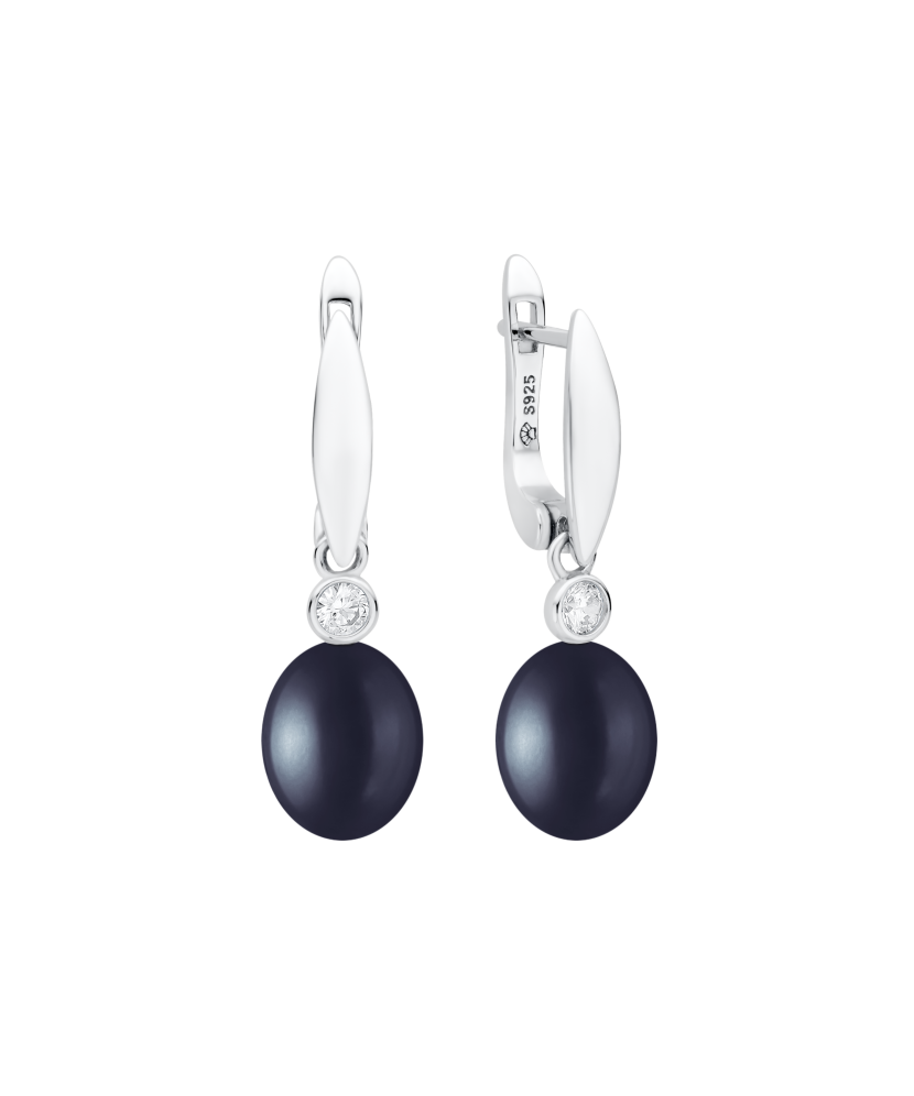Серьги из серебра с жемчугом и цирконами Серьги из серебра с жемчугом и цирконами