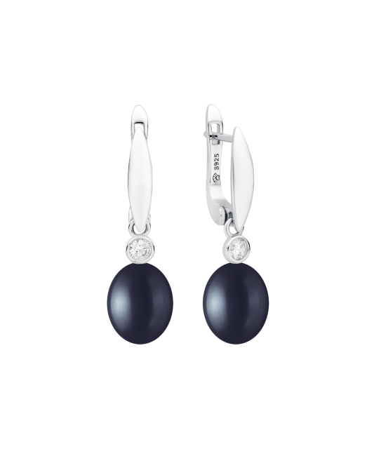 Sterling silver earrings with pearls and zircons