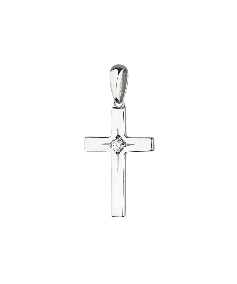 White gold chain with diamonds "Cross"
