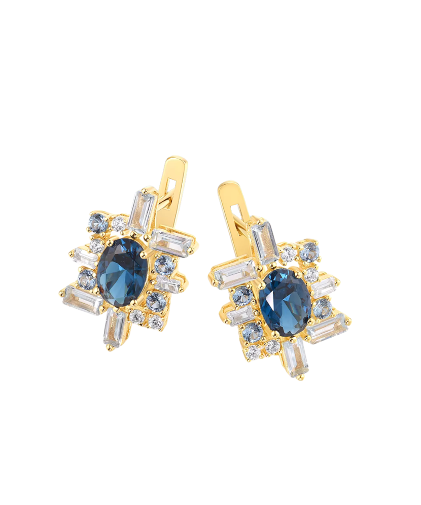 Gilded sterling silver earrings with zircons and spinels
