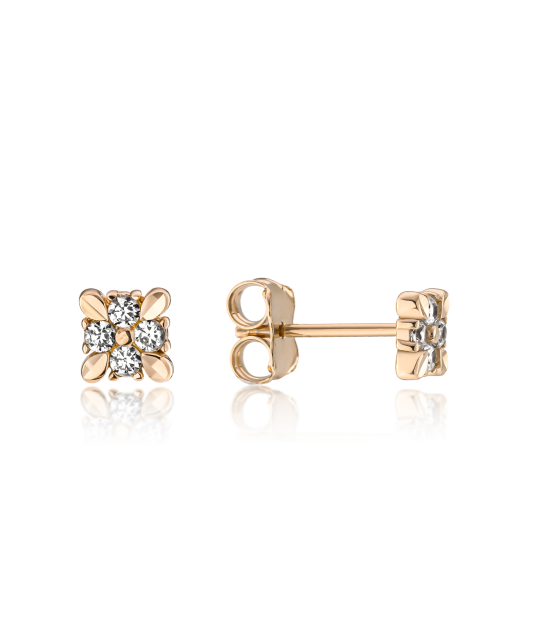 Gold earrings with zircons