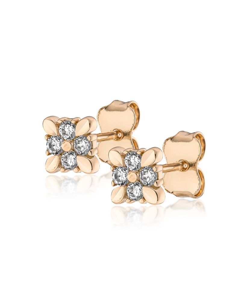 Gold earrings with zircons Gold earrings with zircons