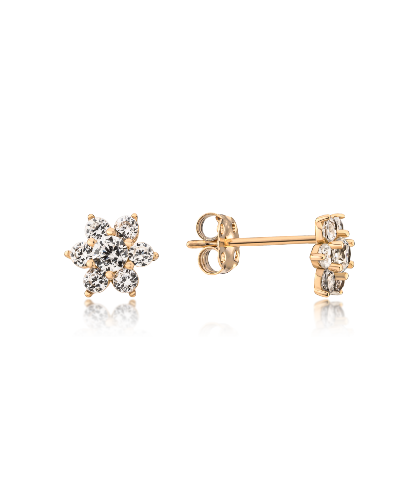 Gold earrings with zircons