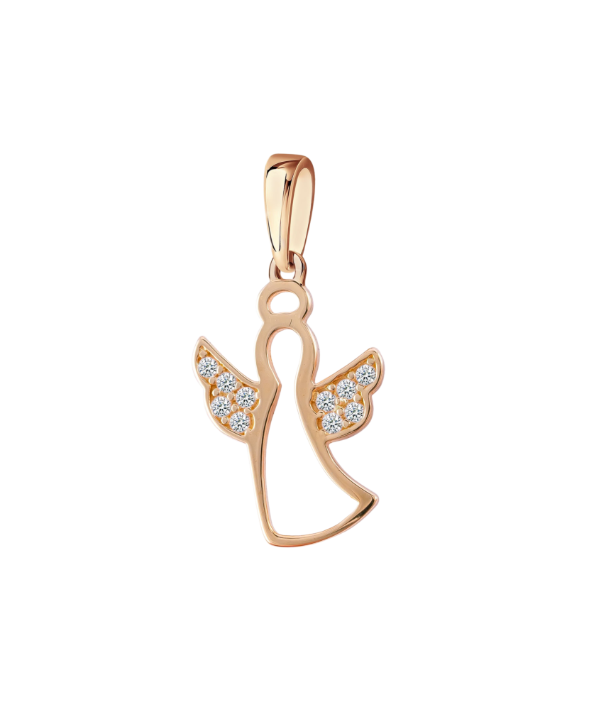 Gold pendant with zircons "angel"