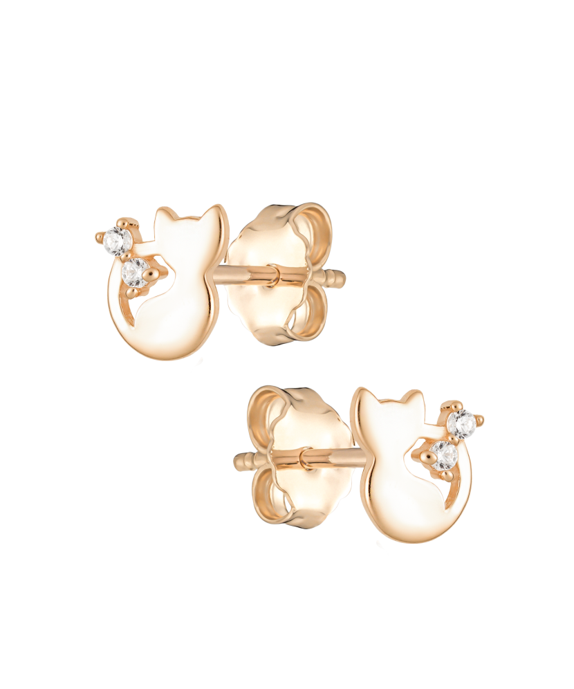 Gold earrings with zircons