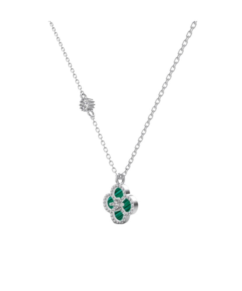Sterling Silver chain with zircons and malachite
